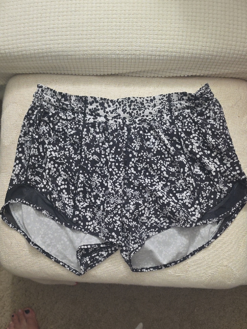 lululemon athletica Black and White Floral Running Shorts